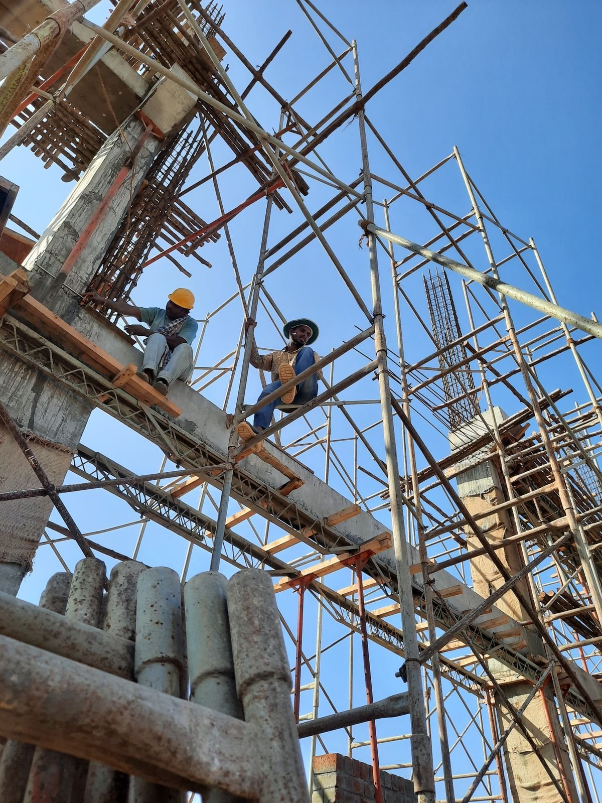 Construction team working on site