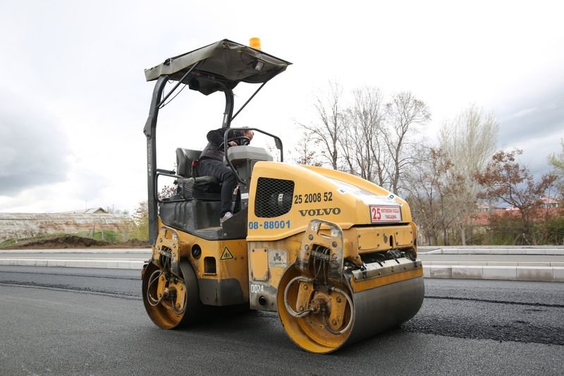 Road construction and asphalt paving project